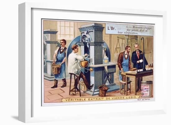 Currency, Minting and Cheking the Gold Coins, C1900-null-Framed Giclee Print