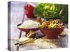Curried Shiitake and Chinese Cabbage with Rice in Bowls-Peter Rees-Stretched Canvas