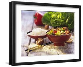 Curried Shiitake and Chinese Cabbage with Rice in Bowls-Peter Rees-Framed Photographic Print