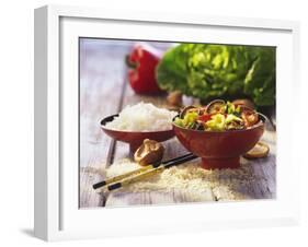 Curried Shiitake and Chinese Cabbage with Rice in Bowls-Peter Rees-Framed Photographic Print