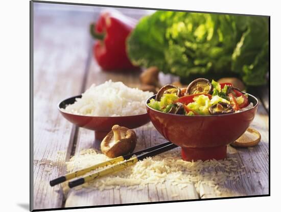 Curried Shiitake and Chinese Cabbage with Rice in Bowls-Peter Rees-Mounted Photographic Print