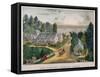 Currier and Ives: Farm House-Currier & Ives-Framed Stretched Canvas