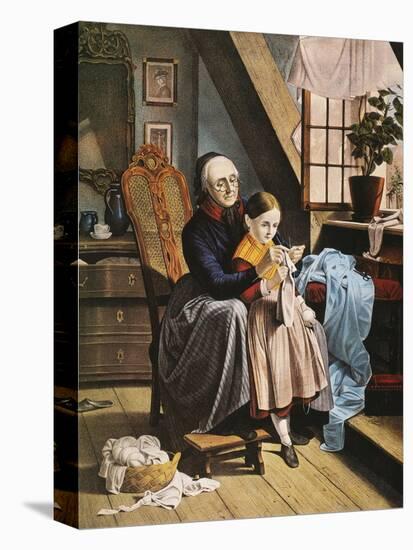 Currier and Ives: Grandmother-Currier & Ives-Stretched Canvas