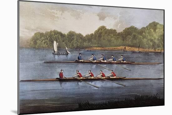 Currier and Ives: Rowing Contest-Currier & Ives-Mounted Giclee Print