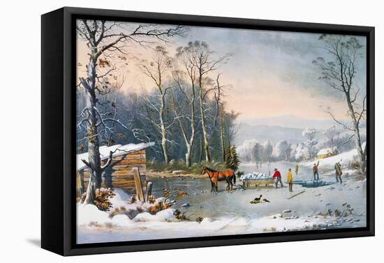 Currier & Ives Winter Scene-Currier & Ives-Framed Stretched Canvas