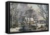 Currier & Ives: Winter Scene-Currier & Ives-Framed Stretched Canvas