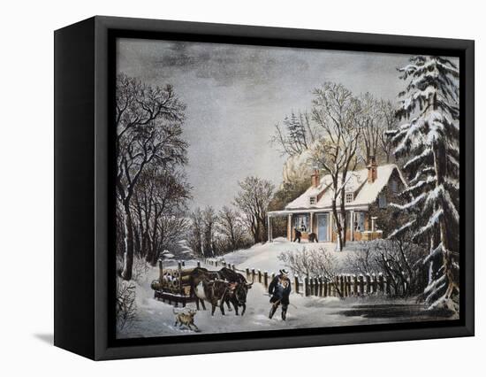 Currier & Ives: Winter Scene-Currier & Ives-Framed Stretched Canvas