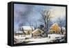 Currier & Ives Winter Scene-Currier & Ives-Framed Stretched Canvas