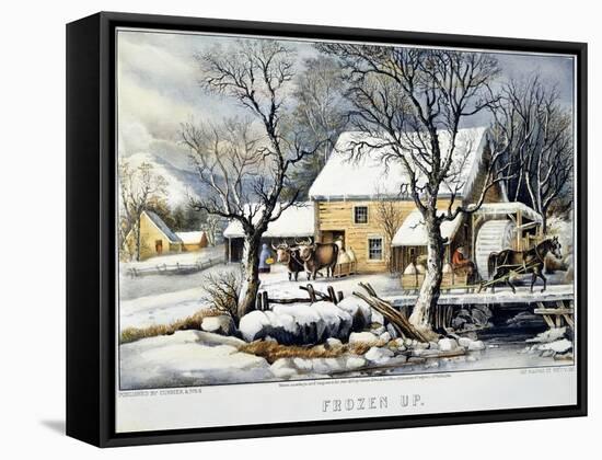 Currier & Ives Winter Scene-Currier & Ives-Framed Stretched Canvas