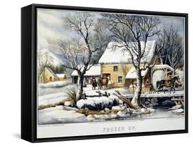 Currier & Ives Winter Scene-Currier & Ives-Framed Stretched Canvas