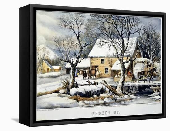 Currier & Ives Winter Scene-Currier & Ives-Framed Stretched Canvas