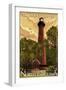 Currituck Lighthouse - Outer Banks, North Carolina-Lantern Press-Framed Art Print