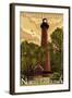 Currituck Lighthouse - Outer Banks, North Carolina-Lantern Press-Framed Art Print