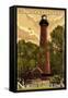 Currituck Lighthouse - Outer Banks, North Carolina-Lantern Press-Framed Stretched Canvas