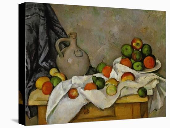 Curtain, Jug and Bowl of Fruit, 1893-1894-Paul Cézanne-Stretched Canvas