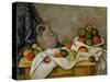 Curtain, Jug and Bowl of Fruit, 1893-1894-Paul Cézanne-Stretched Canvas