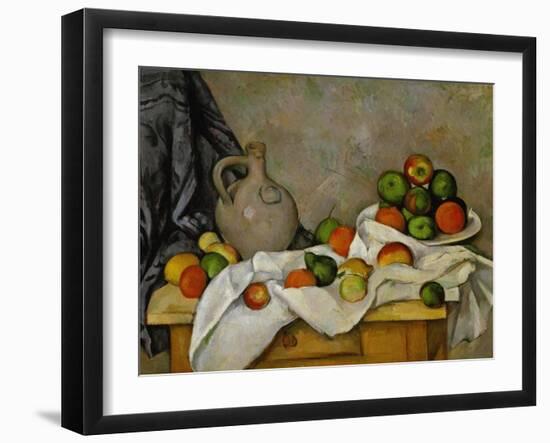 Curtain, Jug and Bowl of Fruit, 1893-1894-Paul Cézanne-Framed Giclee Print