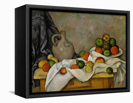 Curtain, Jug and Bowl of Fruit, 1893-1894-Paul Cézanne-Framed Stretched Canvas