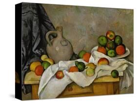 Curtain, Jug and Bowl of Fruit, 1893-1894-Paul Cézanne-Stretched Canvas