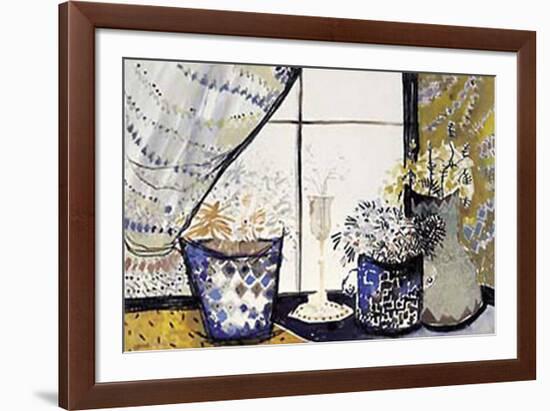 Curtains and Flowers II-Lola Soto-vicario-Framed Art Print