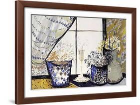 Curtains and Flowers II-Lola Soto-vicario-Framed Art Print