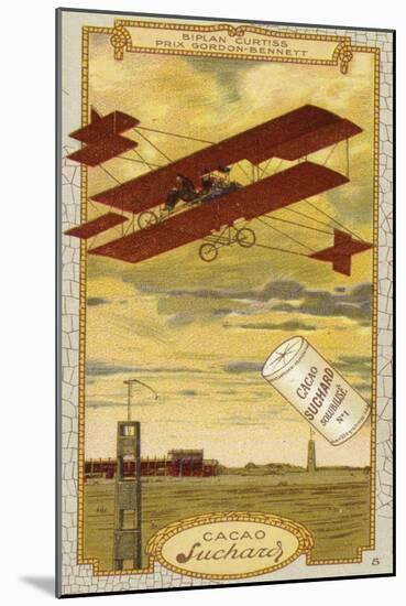 Curtiss Biplane Competing for the Gordon Bennett Trophy-null-Mounted Giclee Print