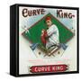 Curve King Brand Cigar Box Label, Baseball-Lantern Press-Framed Stretched Canvas