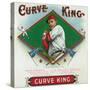 Curve King Brand Cigar Box Label, Baseball-Lantern Press-Stretched Canvas