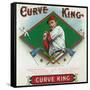 Curve King Brand Cigar Box Label, Baseball-Lantern Press-Framed Stretched Canvas