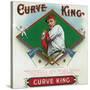 Curve King Brand Cigar Box Label, Baseball-Lantern Press-Stretched Canvas