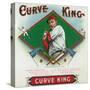 Curve King Brand Cigar Box Label, Baseball-Lantern Press-Stretched Canvas