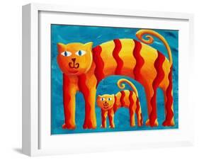 Curved Cats, 2004-Julie Nicholls-Framed Giclee Print