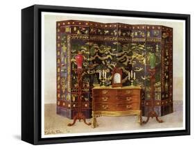 Curved Commode Table and Chinese Lacquered Eight Fold Screen, 1911-1912-Edwin Foley-Framed Stretched Canvas