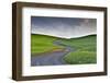 Curved gravel road through wheat and pea fields near Kamak Butte, Eastern Washington-Darrell Gulin-Framed Photographic Print