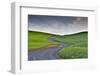 Curved gravel road through wheat and pea fields near Kamak Butte, Eastern Washington-Darrell Gulin-Framed Photographic Print