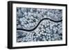 Curvy Windy Road in Snow Covered Forest, Top down Aerial View.-null-Framed Photographic Print