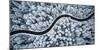 Curvy Windy Road in Snow Covered Forest, Top down Aerial View-merc67-Mounted Photographic Print