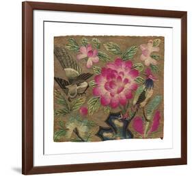 Cushion Cover, Pink Lotus and Birds-Oriental School -Framed Premium Giclee Print