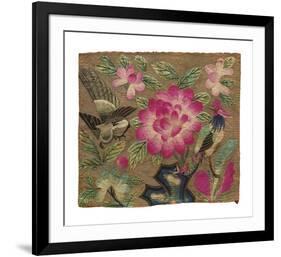 Cushion Cover, Pink Lotus and Birds-Oriental School -Framed Premium Giclee Print
