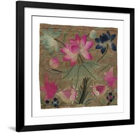Cushion Cover, Pink Lotus and Fish-Oriental School -Framed Premium Giclee Print