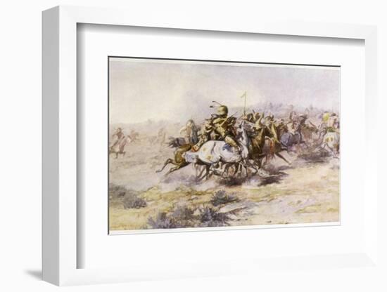 Custer and Cavalry in Action-Charles Marion Russell-Framed Photographic Print