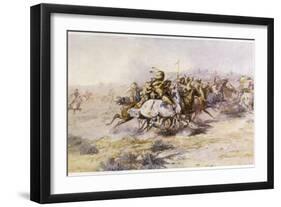 Custer and Cavalry in Action-Charles Marion Russell-Framed Photographic Print