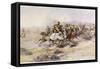 Custer and Cavalry in Action-Charles Marion Russell-Framed Stretched Canvas