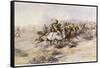 Custer and Cavalry in Action-Charles Marion Russell-Framed Stretched Canvas