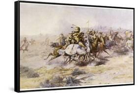 Custer and Cavalry in Action-Charles Marion Russell-Framed Stretched Canvas