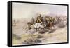 Custer and Cavalry in Action-Charles Marion Russell-Framed Stretched Canvas