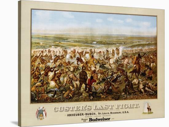 Custer's Last Fight Color Print from Painting-null-Stretched Canvas