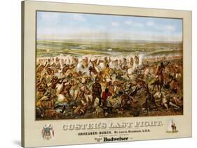Custer's Last Fight Color Print from Painting-null-Stretched Canvas