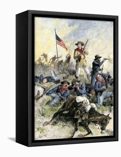 Custer's Last Stand at the Little Big Horn River, Montana, c.1876-null-Framed Stretched Canvas