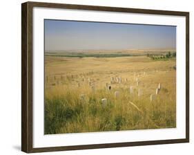 Custer's Last Stand Battlefield, Custer's Grave Site Marked by Dark Shield on Stone, Montana, USA-Geoff Renner-Framed Photographic Print